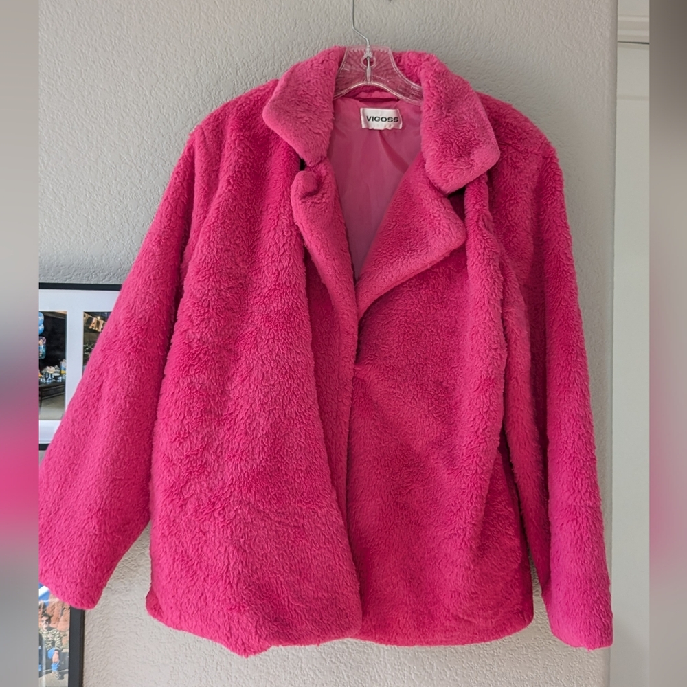 Vigoss Vibrant Pink Teddy Jacket
